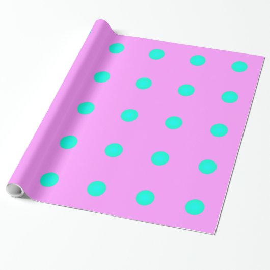 Pretty Candy Pink with Aqua Dots >ラッピングペーパー ラッピングペーパー (アンロールド)