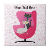 Pretty Cats Mid Century Pink Chair Polka Dots タイル (正面)