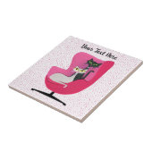 Pretty Cats Mid Century Pink Chair Polka Dots タイル (側面)
