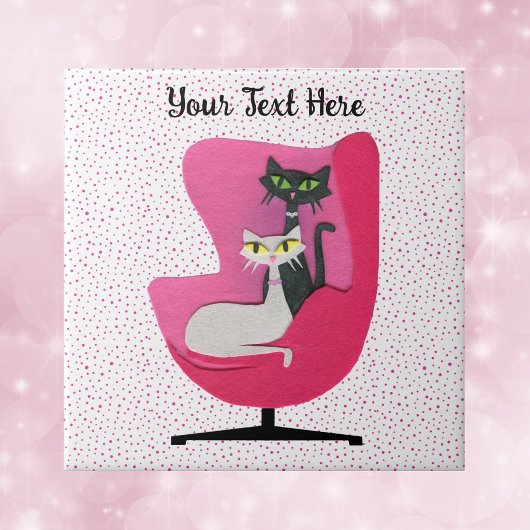 Pretty Cats Mid Century Pink Chair Polka Dots タイル