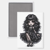 Pretty Chibi Gothic Girl Magnet Dark Aesthetic マグネット (正面/裏面)