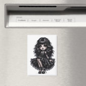 Pretty Chibi Gothic Girl Magnet Dark Aesthetic マグネット (インサイチュ (食洗機))