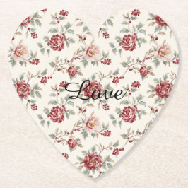 Pretty Chic Red Cream Floral   ペーパーコースター