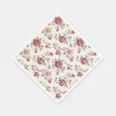 Pretty Chic Red Cream Floral Birthday  スタンダードランチョンナプキン (角)