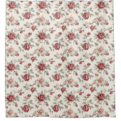 Pretty Chic Red Cream Floral Wedding シャワーカーテン (正面)