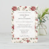 Pretty Chic Red Cream Floral Wedding 招待状 (スタンド正面)