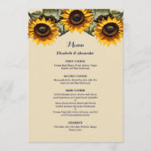 Pretty chic Yellow sunflowers wedding メニュー (正面)