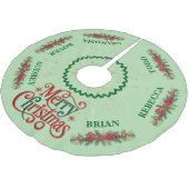 Pretty Christmas Garland Tree Skirt with Names ブラッシュドポリエステルツリースカート (アングル)