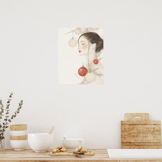 Pretty Christmas Lady ポスター (キッチン)