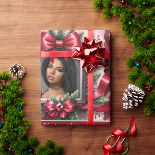 Pretty Christmas Wrapping Paper with Photo ラッピングペーパー (クリスマスギフト)