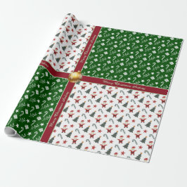 Pretty Christmas Wrapping Paper with Text ラッピングペーパー