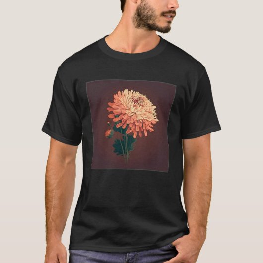 Pretty Chrysanthemum Flower Illustration Unique Wo Tシャツ (正面)