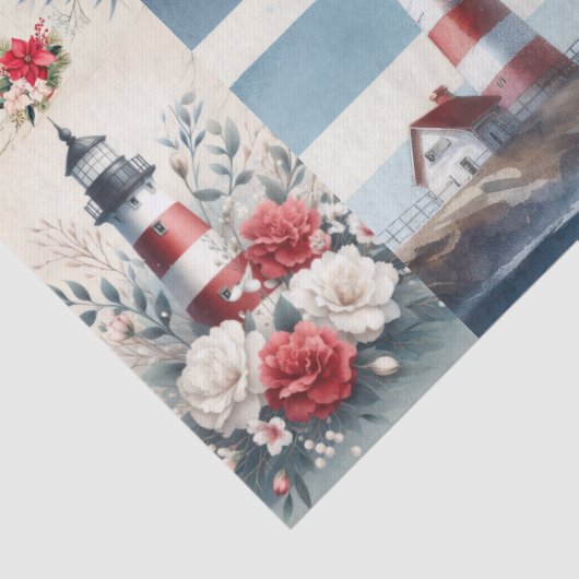 Pretty Coastal Christmas Lighthouse Collage  薄葉紙 (詳細)