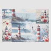 Pretty Coastal Christmas Lighthouse Collage  薄葉紙 (正面)