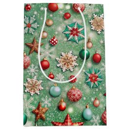 PRETTY COLOFUL CHRISTMAS ORNAMENTS ミディアムペーパーバッグ