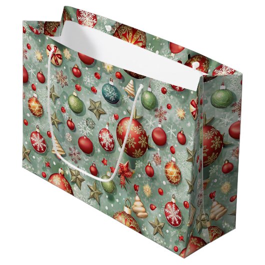 PRETTY COLOFUL CHRISTMAS ORNAMENTS ラージペーパーバッグ (正面アングル)