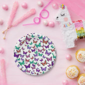 Pretty Colorful Butterflies Pattern ペーパープレート (パーティー)