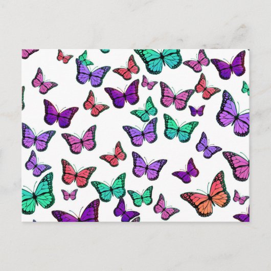 Pretty Colorful Butterflies Pattern ポストカード (正面)