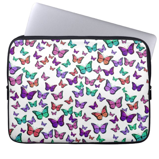 Pretty Colorful Butterflies Pattern ラップトップスリーブ (正面)