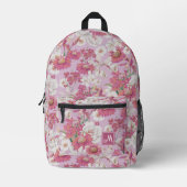 Pretty Colorful Floral Motif Purple Pink Monogram プリントバックパック (正面)