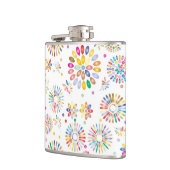Pretty Colorful Flowers Circles Pattern on White フラスク (左)