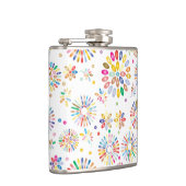 Pretty Colorful Flowers Circles Pattern on White フラスク (右)