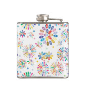 Pretty Colorful Flowers Circles Pattern on White フラスク (裏面)