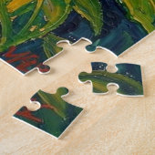 Pretty Colorful Impasto Parrot and Tropical Flower ジグソーパズル (側面)