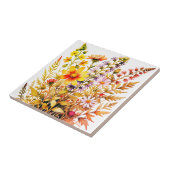 Pretty colorful wildflowers watercolor  タイル (側面)