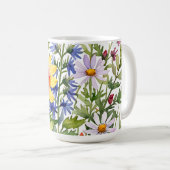 Pretty colorful wildflowers watercolor painting コーヒーマグカップ (正面右)