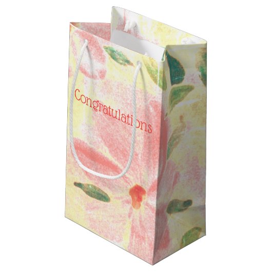 Pretty Coral Floral Pattern スモールペーパーバッグ (裏面アングル)