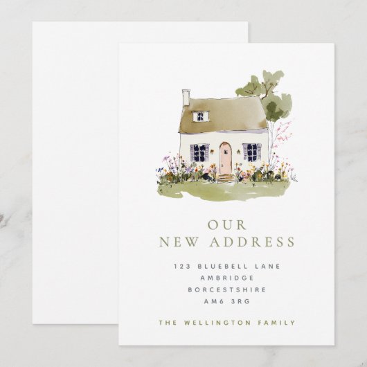 Pretty Cottage & Wildflowers Moving 案内状 (正面/裏面)