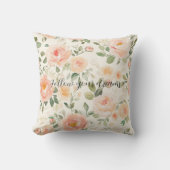 Pretty Cream Peach Floral クッション (正面)