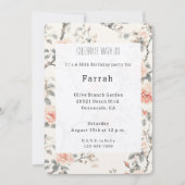 Pretty Cream Peach Floral Birthday   招待状 (正面)