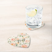 Pretty Cream Peach Floral Bridal Shower ペーパーコースター (インサイチュ)