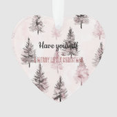 Pretty Cream Peach Floral Christmas Trees オーナメント (正面)