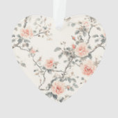 Pretty Cream Peach Floral Christmas Trees オーナメント (裏面)