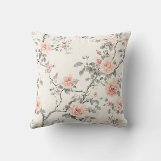 Pretty Cream Peach Floral Christmas Trees クッション (裏面)