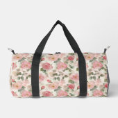 Pretty Cream Pink Roses Floral ダッフルバッグ (正面)