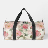 Pretty Cream Pink Roses Floral ダッフルバッグ (裏面)