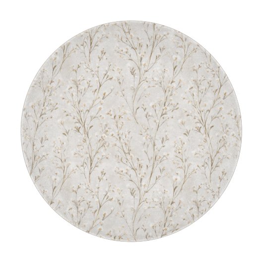 Pretty Cream White Flowers カッティングボード (正面)