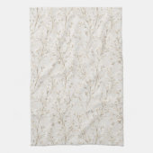 Pretty Cream White Flowers キッチンタオル (縦)