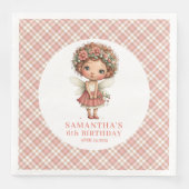 Pretty Cute Fairy Floral 5th Birthday Party Napkin (正面)