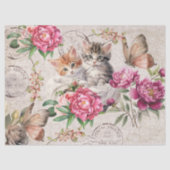 Pretty cute kitty cats sitting Botanical rustic 薄葉紙 (正面)