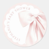 Pretty Cute Pink Bow Baby Shower Stickers ラウンドシール (正面)