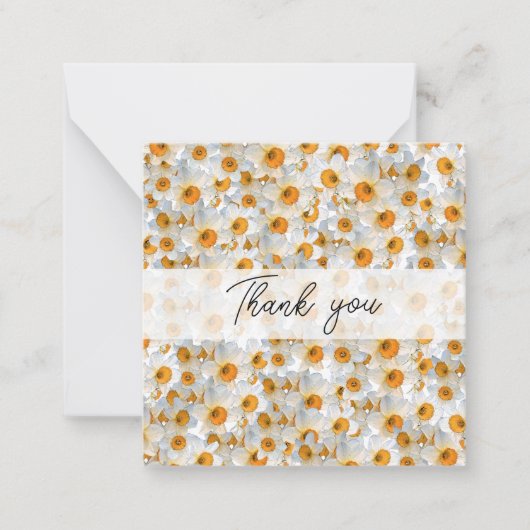 Pretty Daffodil Thank You ノートカード (正面)