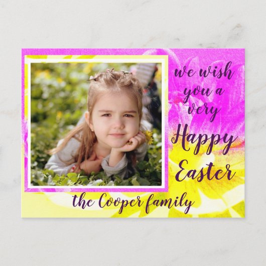 Pretty Dahlia Photo Frame Easter Postcard ポストカード (正面)