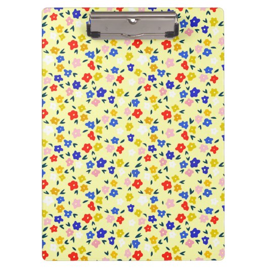 Pretty Dainty Cute Floral on Pastel Yellow クリップボード (正面)