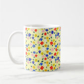 Pretty Dainty Cute Floral on Pastel Yellow コーヒーマグカップ (左)