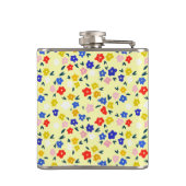 Pretty Dainty Cute Floral on Pastel Yellow フラスク (裏面)